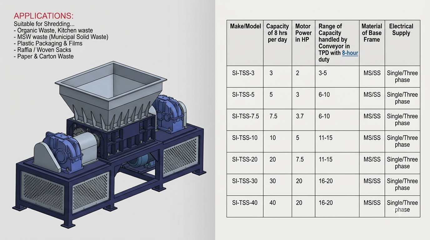 TWIN SHAFT (DOUBLE SHAFT) SHREDDER MACHINE